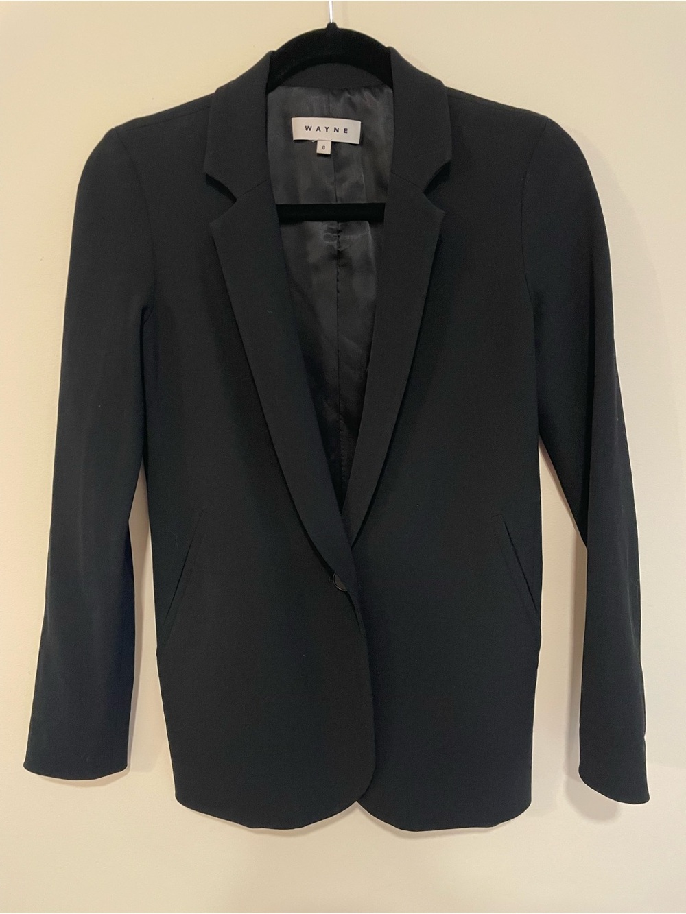 WAYNE Black Tailored One-Button Blazer Jacket Slim Fit Size 0